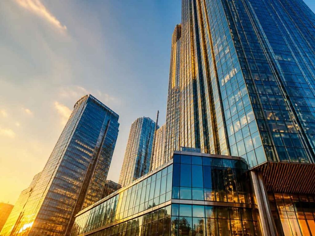 Modern business district where new companies are established